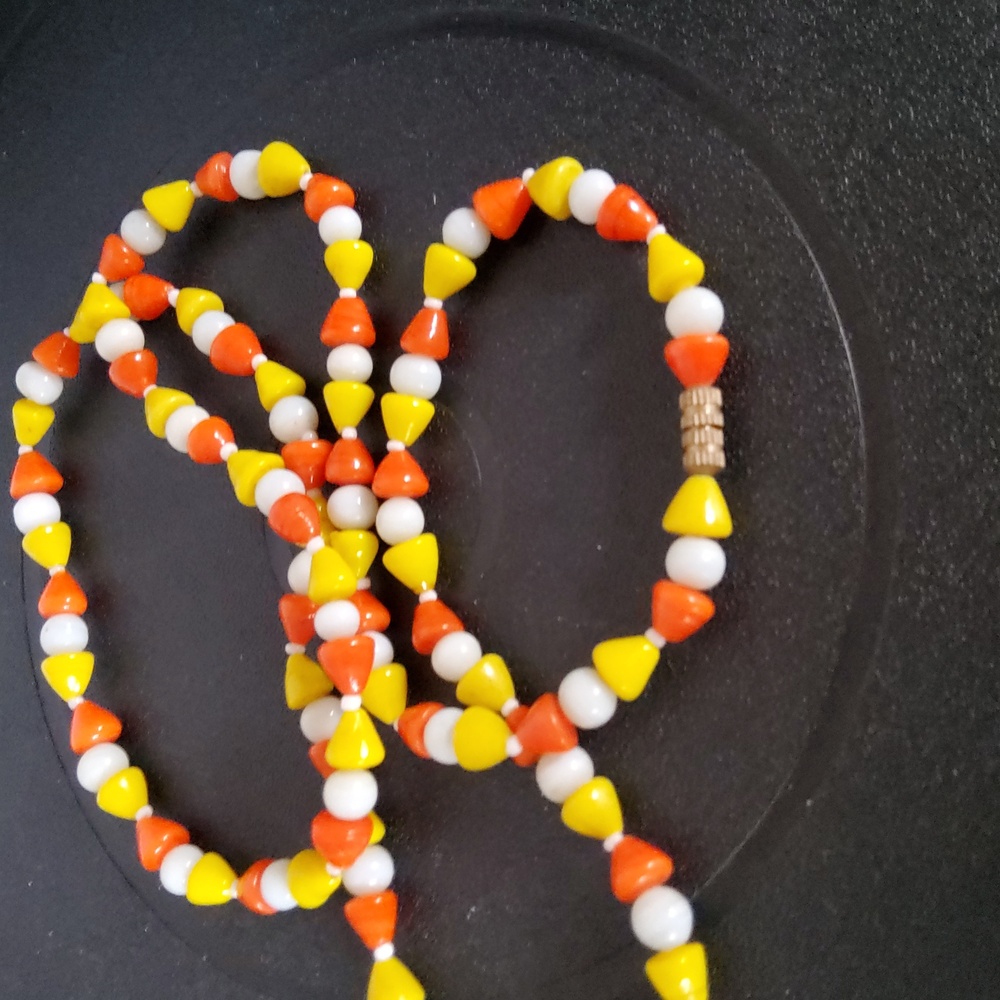 Vibrant Candy Corn Glass Necklace Lot - Picture 7 of 8